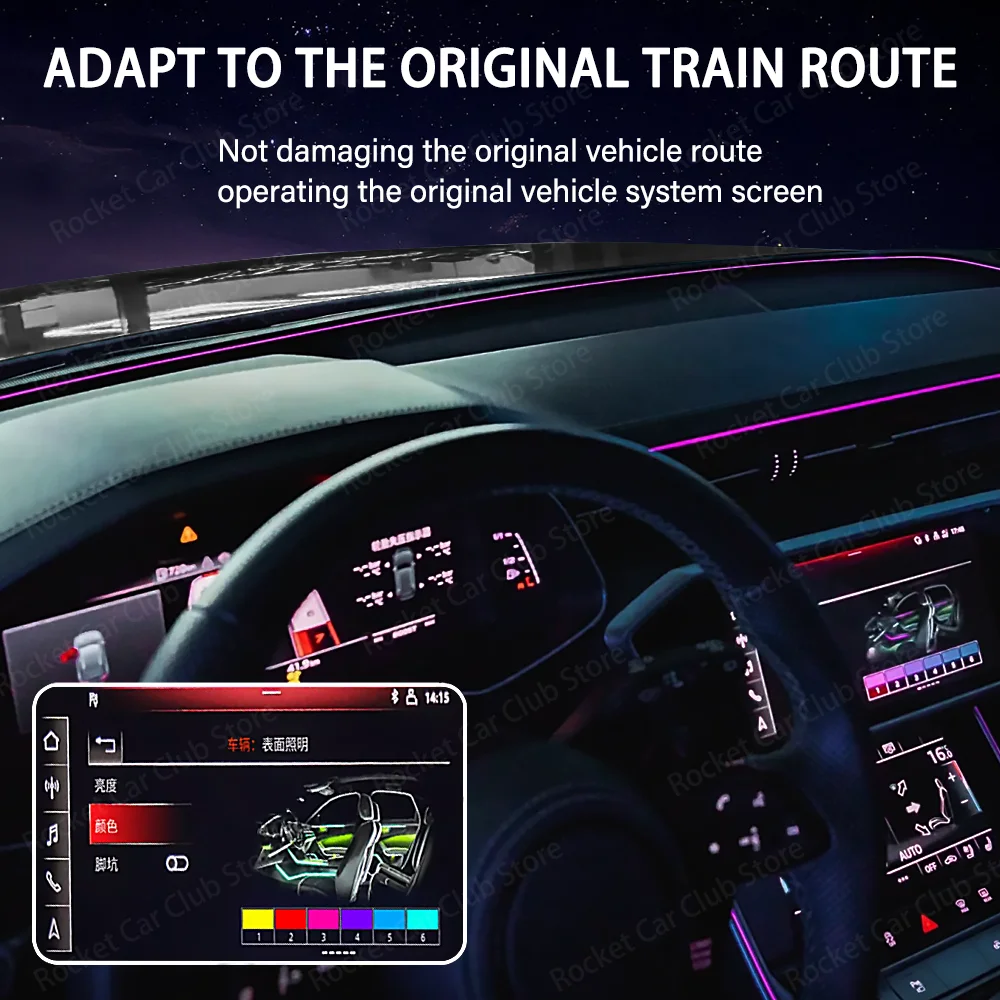 Tira de luces LED ambiental, 32 colores, Universal, para Audi, sistema Interior de coche, Control de pantalla, lámpara de ambiente remota