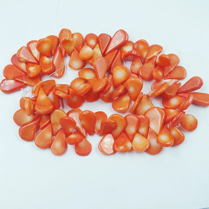 1 strand  10-12MM hand polished high-quality melon seed shaped natural orange coral loose beads. 15”