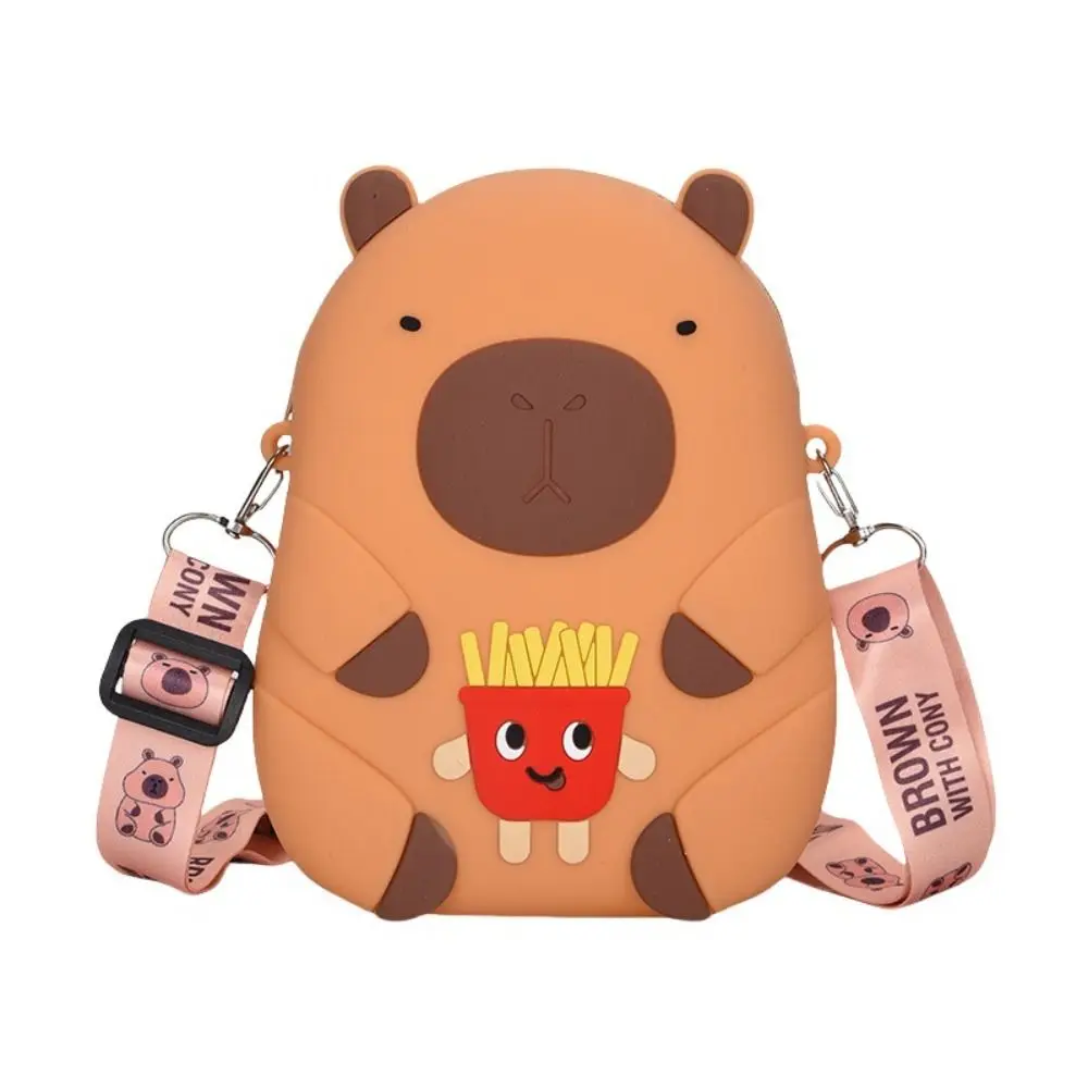 Moda dos desenhos animados capivara moeda bolsa portátil mini silicone bolsa de ombro bonito carteira pequeno item saco meninas