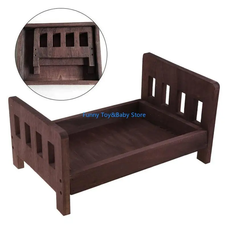 C90B Đạo cụ sơ sinh cho nhiếp ảnh cậu bé bằng gỗ có thể tháo rời giường cổ điển Fotografia acessories