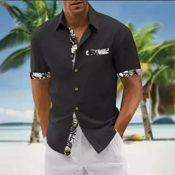 

2025 Summer Mens Hawaiian Shirt 3D Print Destroyed Lace Beach Vacation Tropical Short Sleeve Casual Button Down Vintage Rayon