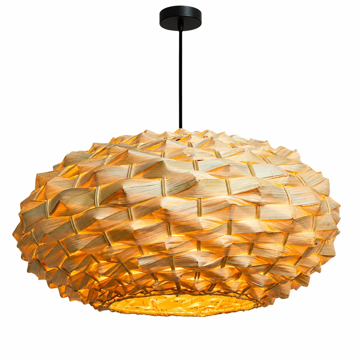 JOYINLED Handgefertigte Geflochtene Bambus-Pendelleuchte E27 Natürliche Bambus-Rattan-Deckenlampe für Heim-Dekoration Schlafzimmer Teehaus Wohnzimmer