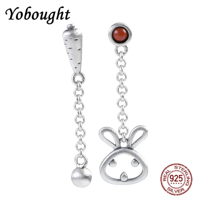 

Natural Lapis Lazuli 925 Sterling Silver Retro Matte Asymmetrical Tassel Rabbit Earrings For Women Fashionable And Cute Gift