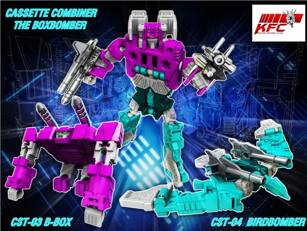 In Stock Kfc Toys Transfor Kfc Cst-03 Cst-04 Squawkbox Cassette Combiner The Boxbomber Action Figure Toys Model