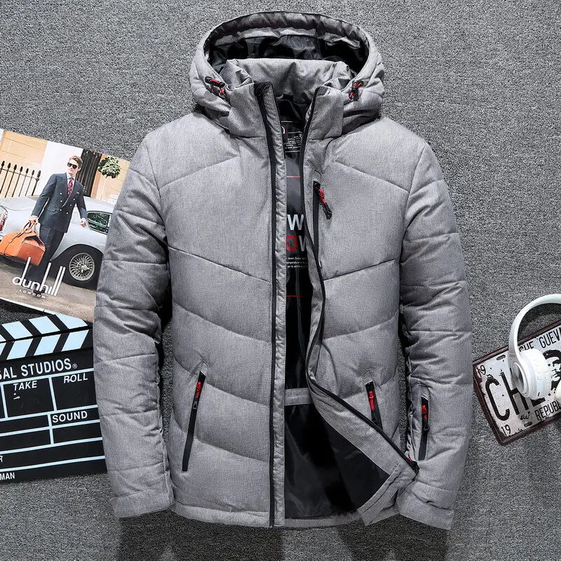 

Hooded Coats Parkas Men Winter Casual White Duck Down Warm Men's Thick Warm Bomber Jacket New Winter Outdoor Jacket Male