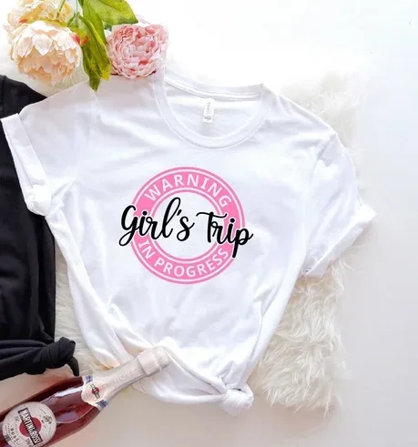Girls Trip In Progress Girls Weekend Shirt Girls Trip Shirt Bachelorette Party Sister Trip Best 100% cotton Shirt Girls Vacation