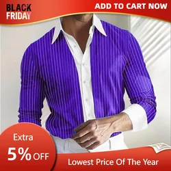 Striped Men's Shirt Spring Summer Long Sleeve Shirt Soft and Comfortable Men's Clothing Daily Wear Line Oversized Shirt