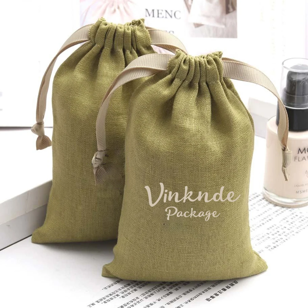 

100Pack Bulk Natural Cotton Bags Custom Logo Eyelashes Makeup Jewelry Packaging Bag Wedding Gift Candy Drawstring Storage Sachet