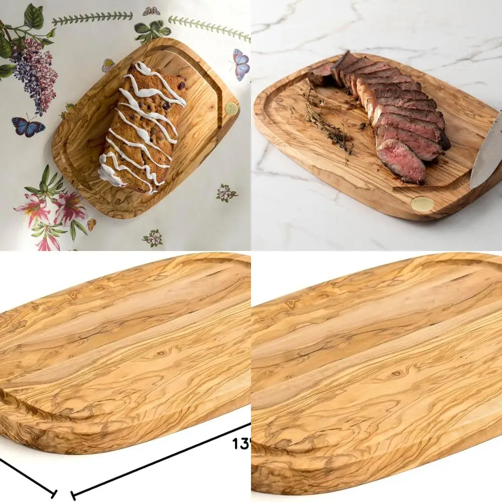 

Большая разделочная доска из оливкового дерева, 33x24x1,9 см, прочная поверхность Nero