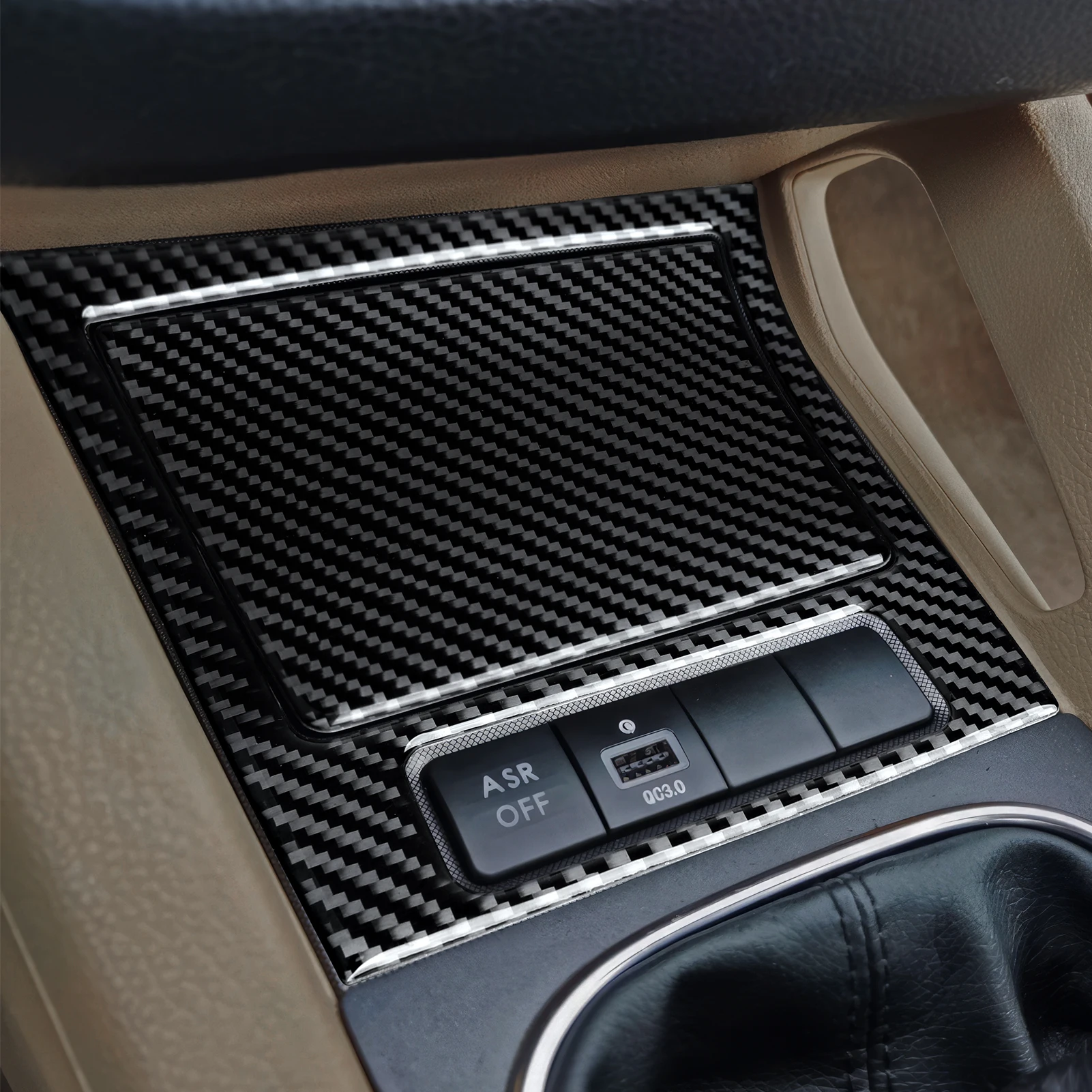For VW Jetta V Golf V MK5 R32 GTI Plus Variant Car Center Console Ashtray Panel, Carbon Fiber Interior Sticker Trim Accessories view 6