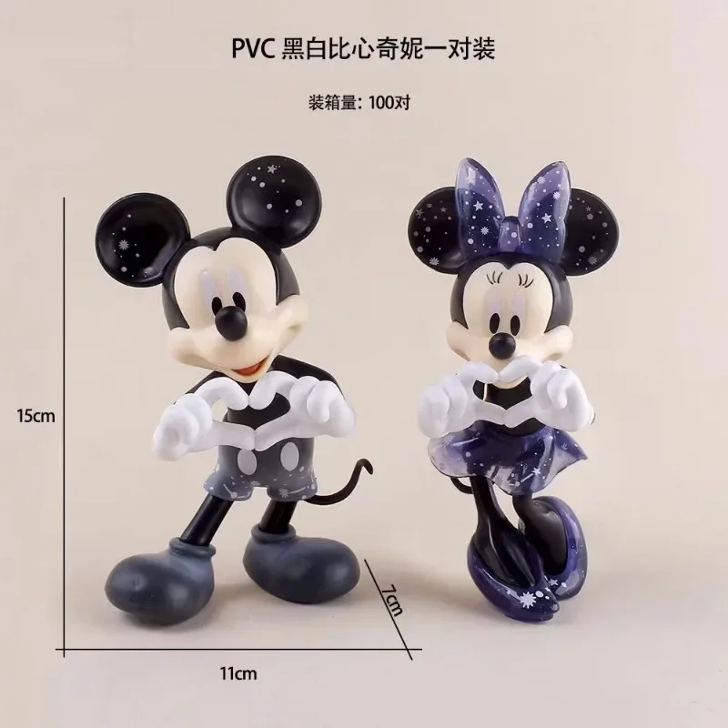 Disney Mickey Minnie Figure Animation Cartoon Heart Ornament Car Toy Kawaii Cute Boy Girl Decoration Birthday Gift Wholesale