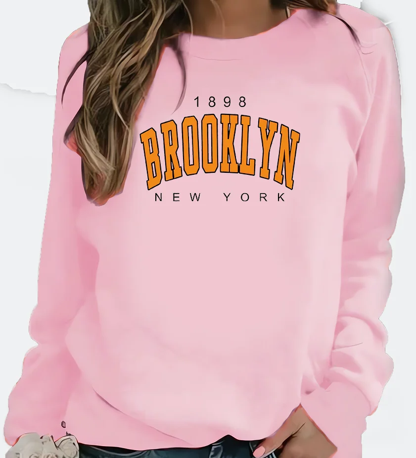 New Women's Hoodie European Brooklyn Letter Printed Crew-neck Hoodie Sweatshirt  Streetwear Women Aesthetic