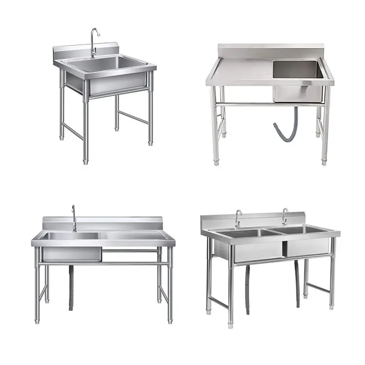 

High Quality Double Square Kitchen Sink 304/201 Stainless Steel Single Square Restaurant Kitchen Equipment Modern Undermount