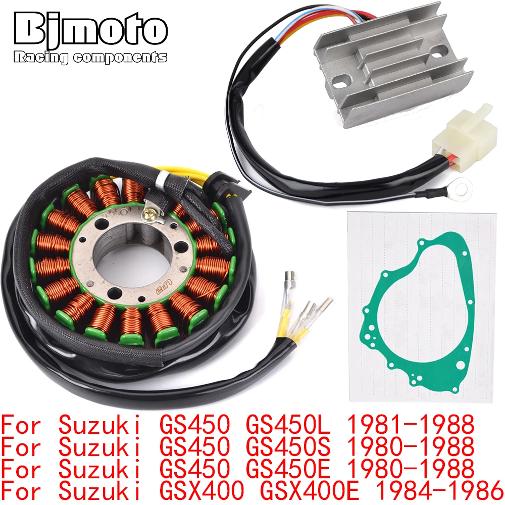 

GS450 Engine Stator Coil+Voltage Regulator rectifier For Suzuki GS450 GS450L GS450S GS450E GSX400 GSX400E 1980-1986 With Gasket