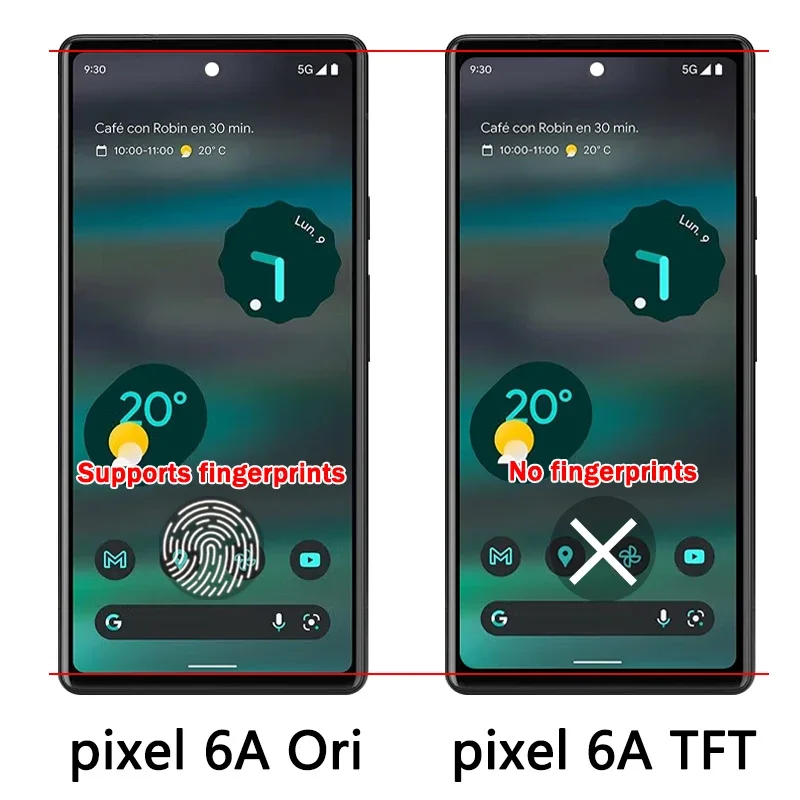 Ekran TFT do Google Pixel 6A, wyświetlacz LCD z dotykiem, digitizer do Pixel 6a GX7AS GB62Z G1AZG GB17L LCD z ramką — zdjęcie produktu 3