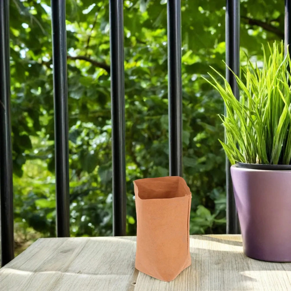 Vintage Kraft Paper Splashproof Succulent Pot Bag Reusable Floral Plant Pot Indoor Outdoor Home Decor Retro Kraft Paper Planter