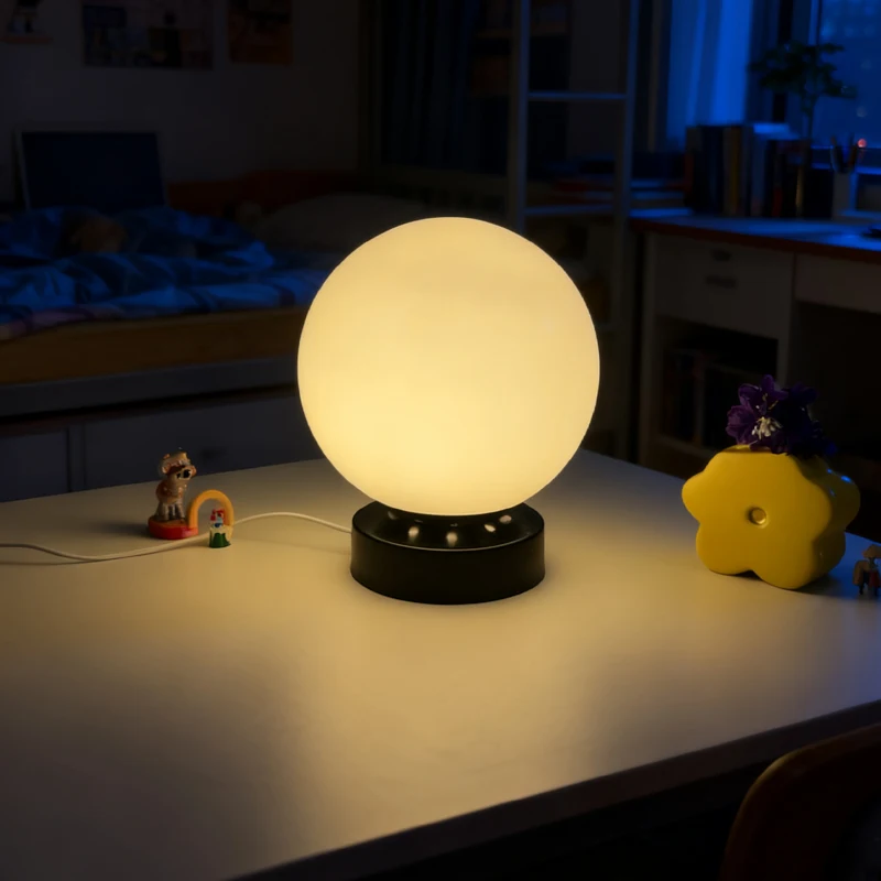 

Round Ball Retro Table Lamp American Mid Century Round Ball Retro Table Lamp Bedroom Bedside Minimalist Ambient Sleep Decor Lamp