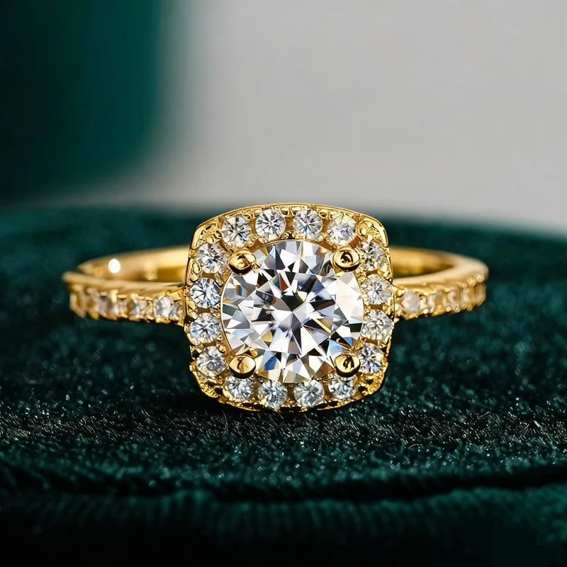 

KNB Classic 1CT D Color Square Real Moissanite Diamond Engagement Rings For Women Real 925 Sterling Silver Wedding Jewelry