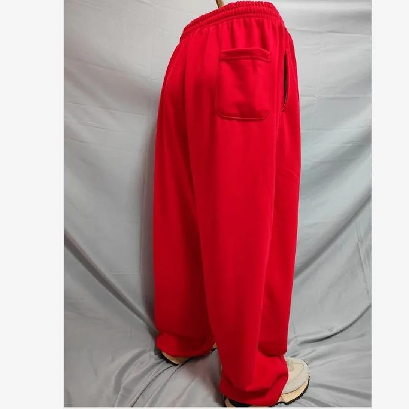 Fashion Red Sweatpants Streetwear Hiphop Joggers Men Casual Loose Baggy Pants Cotton Plus Size XXXXL Dance Clothing Terry cloth