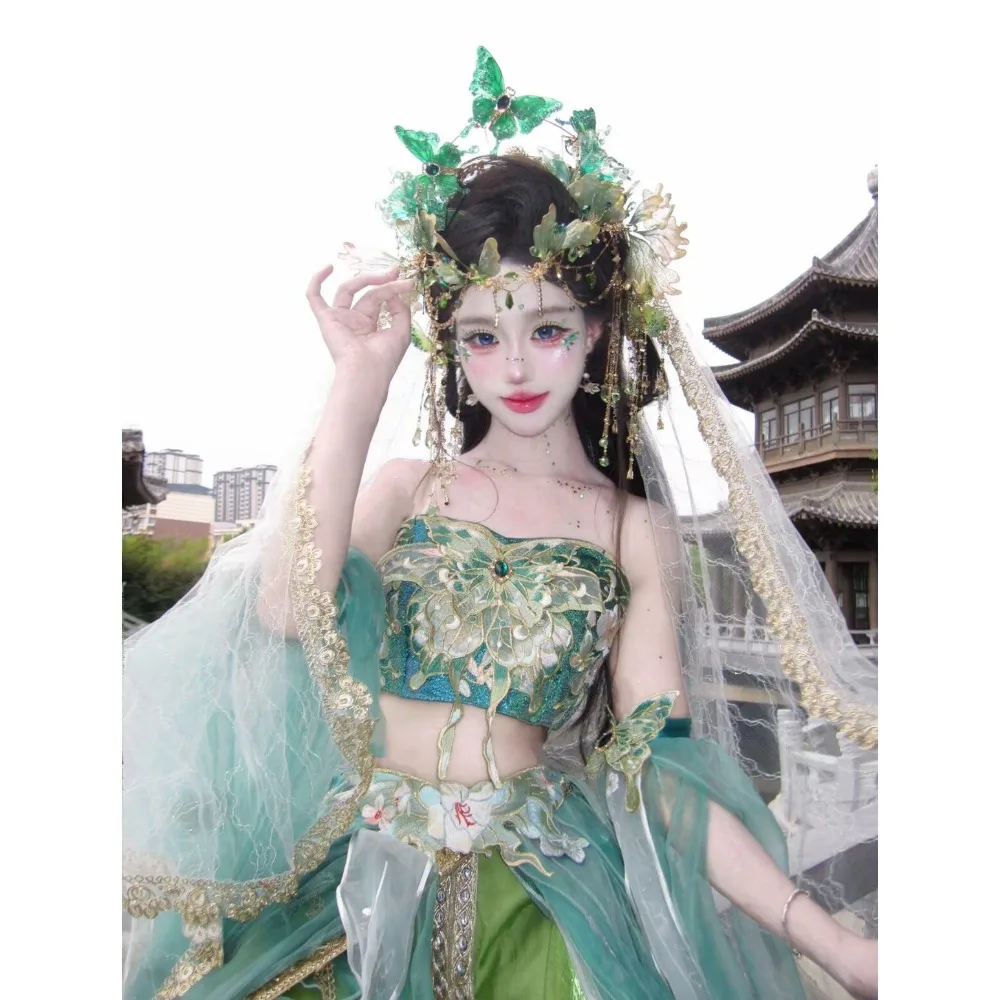 New Fairy Butterfly Hanfu Set Embroidered Princess Dress Chinenic Fairy Costume with Feather Sleeves for Womense Ancient Eth