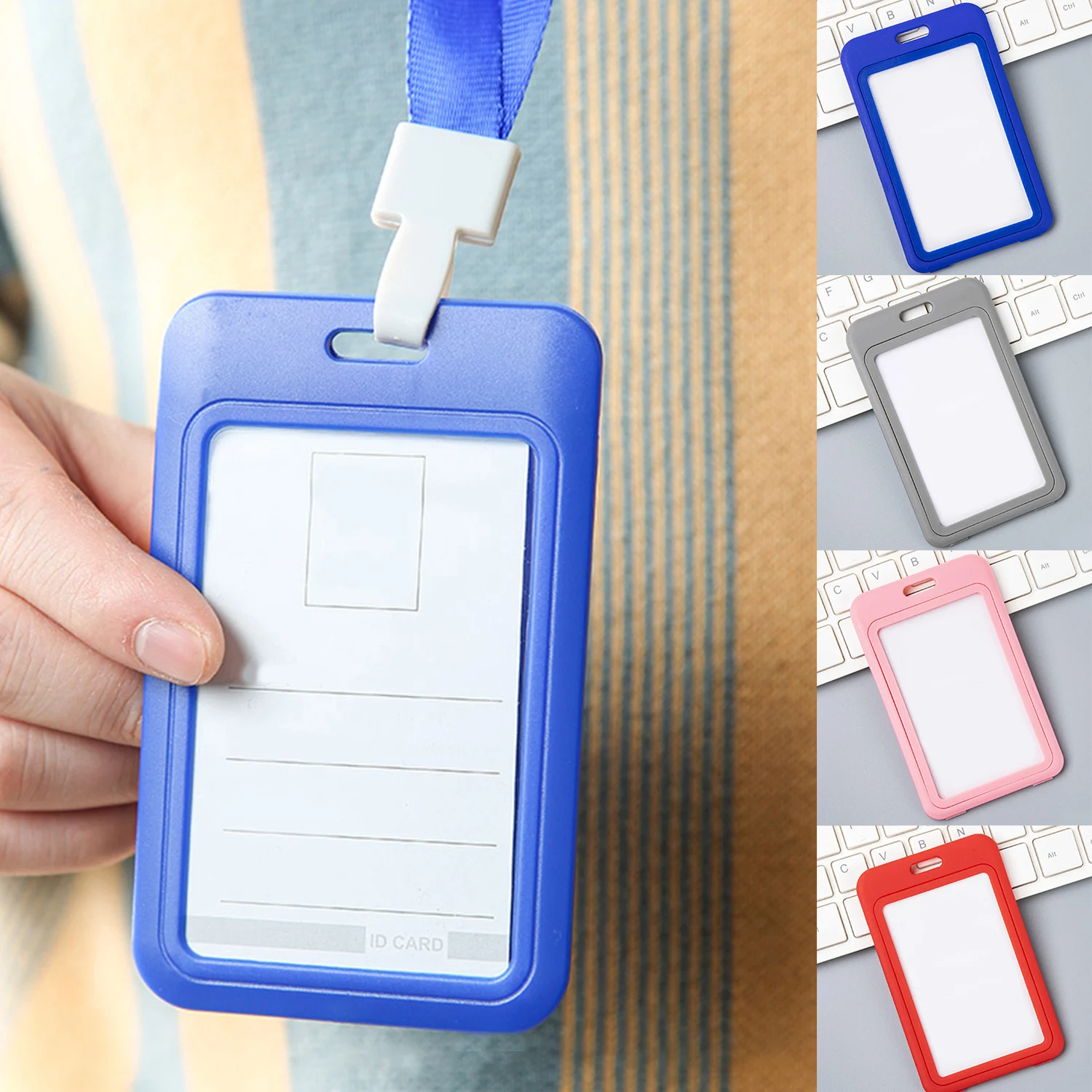 

1PC New Fashion Work ID Protective Cover IC Breakaway Card Holder Plastic Double Sided Transparent Card Holder Without Lanyard