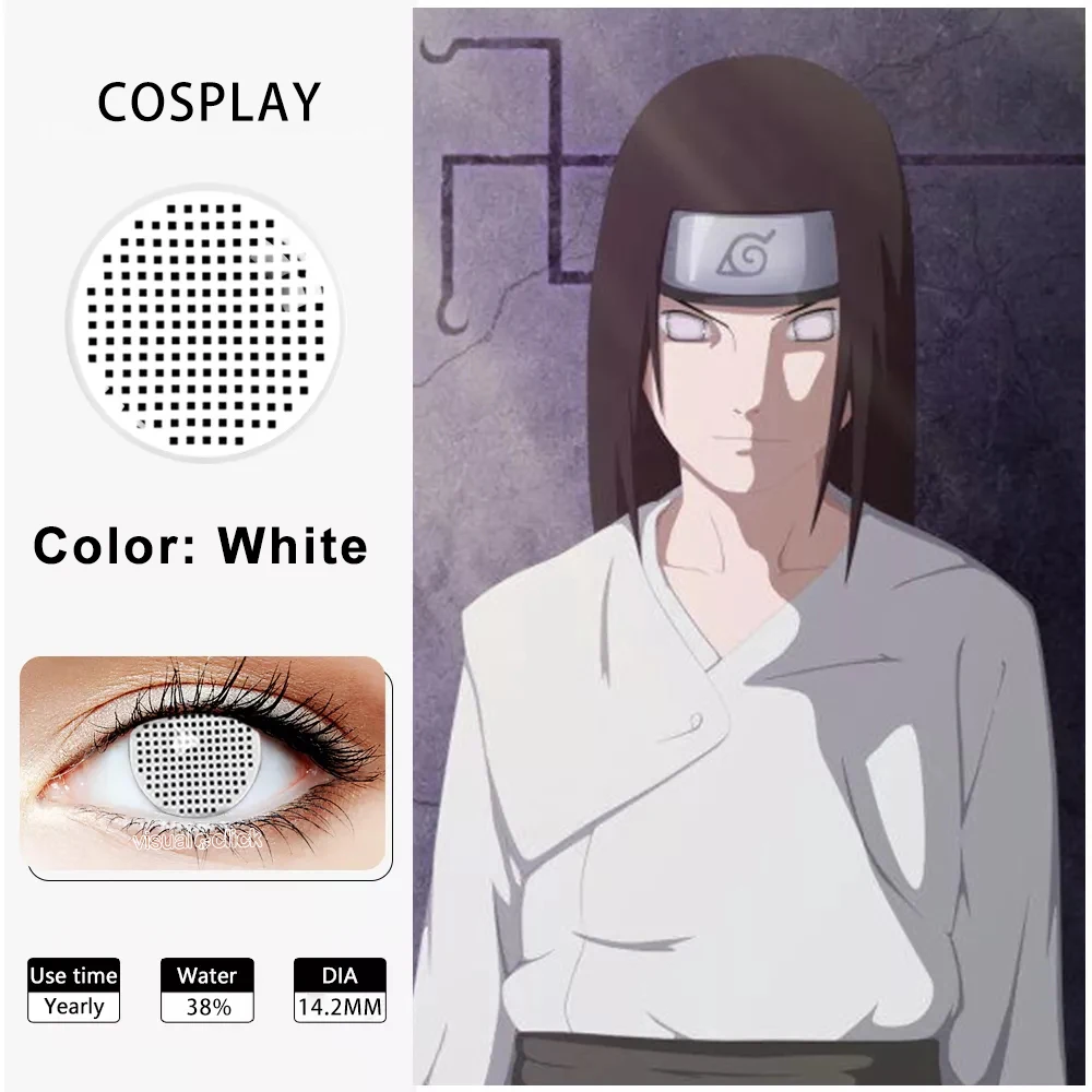 VISUASHOW Blind Block Cyan Mesh Weiße Farbige Kontaktlinsen Lila Rot Verrückte Anime Cosplay Halbjährliche Kontaktlinsen für Halloween – Detail 2