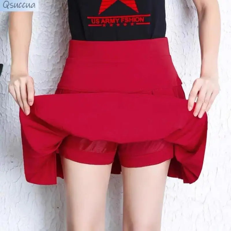 Latin Dance Rok Dames Elastische Taille Plus Size Rok Geplooide Rok Dansrok Kostuum Square Dance