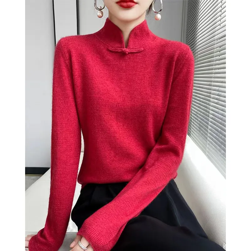 Autumn Winter Wool Knitted Sweater Women\'s Solid Loose Elasticity Casual Fashion Pullovers High Quality Knitwear Tops