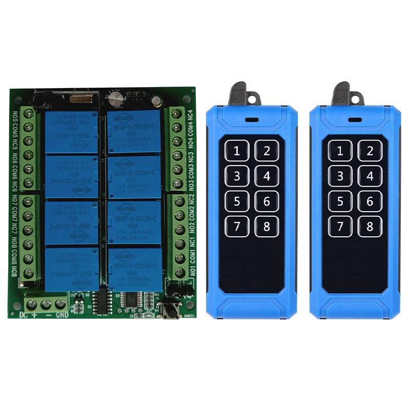 

433MHZ D12V 8CH 8 CH RF Wireless Remote Control Switch Remote Control System Receiver Industrial Transmitter 8CH 10A Relay