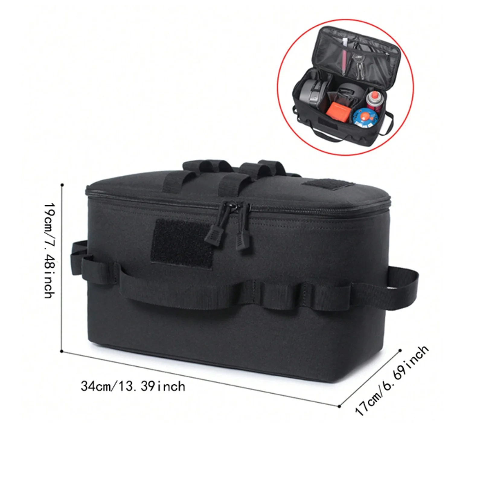 Camp MOLLE Pouch Outdoor Camping Storage Bag Basket Gas Stove Canister Pot Carry Bag Sack Picnic Bag Cookware Utensils Organizer