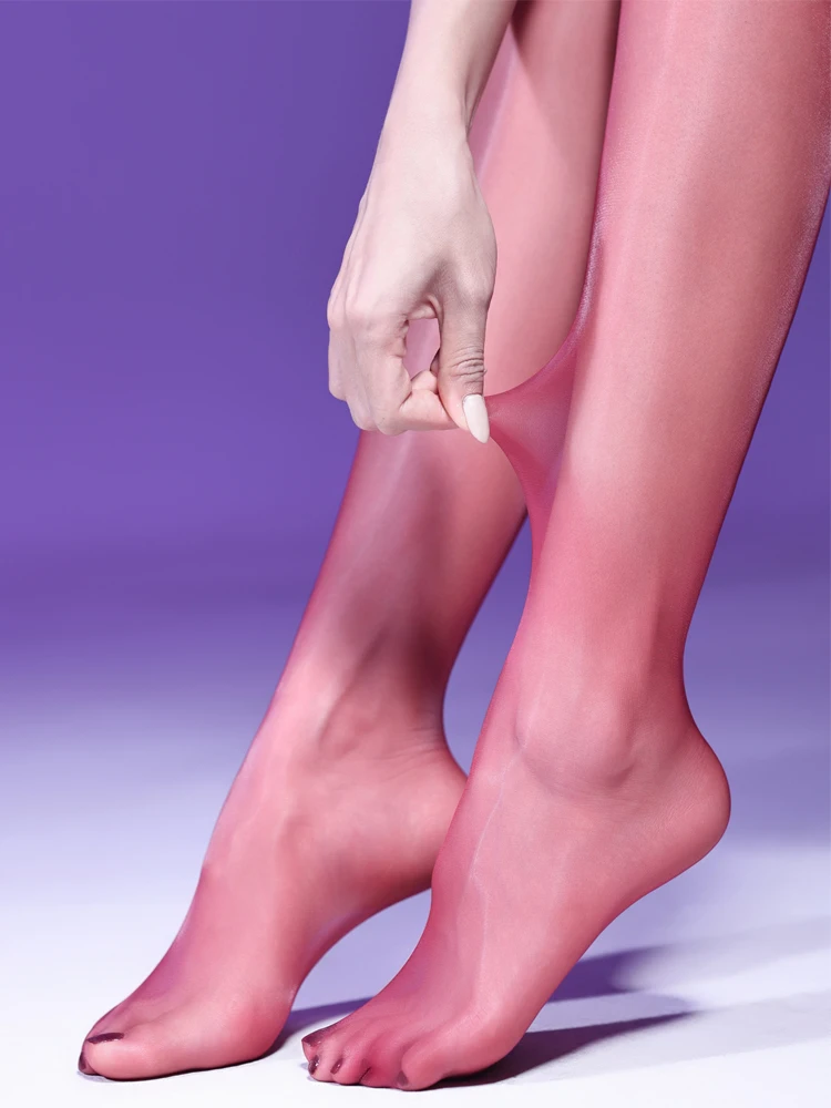 Belamimi 5D Ultra-Thin Glossy Mesh Crotch Opening Women's Stockings Lustrous Fun No-Take-Off-Wanted Waist Opening Design