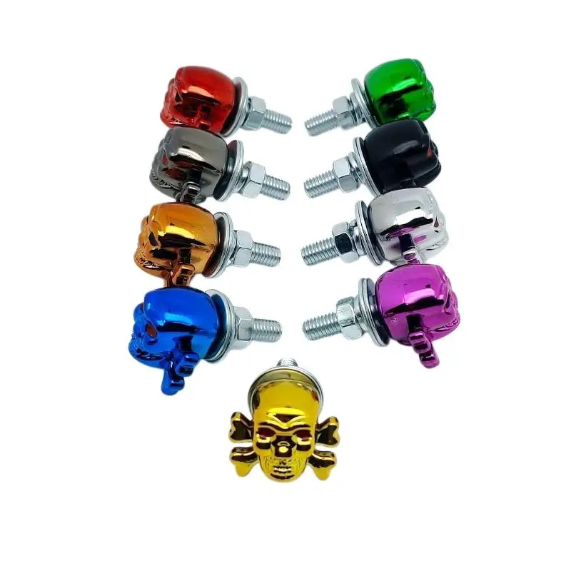 4Pcs Car Truck Fastener Cap Bolts Motorcycle License Plate Frame With Bone Head Auto License Plate Screws For Car Motorcycles