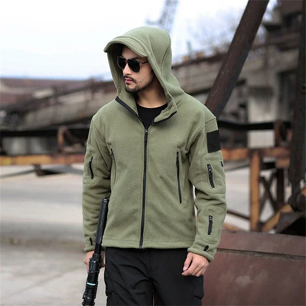 Winter Outdoors Sports Hooded Coat Militar Softshell Hiking Outdoor Army Jackets Men US Military Thermal Fleece Tactical Jacket