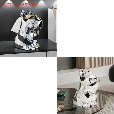 X4YD Snygg näsdukshållare i silver Funktionell hundkonstnärlig näsduksbehållare Praktisk silverfärgad servetthållare för hundar 10 best sales silverförpackning med näsdukar - №3