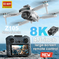 New Z105 RC Drone 8K Professional HD Camera FPV Optical Flow Positioning Brushless Motor 4.3 Inch Screen Control Quadcopter Toys