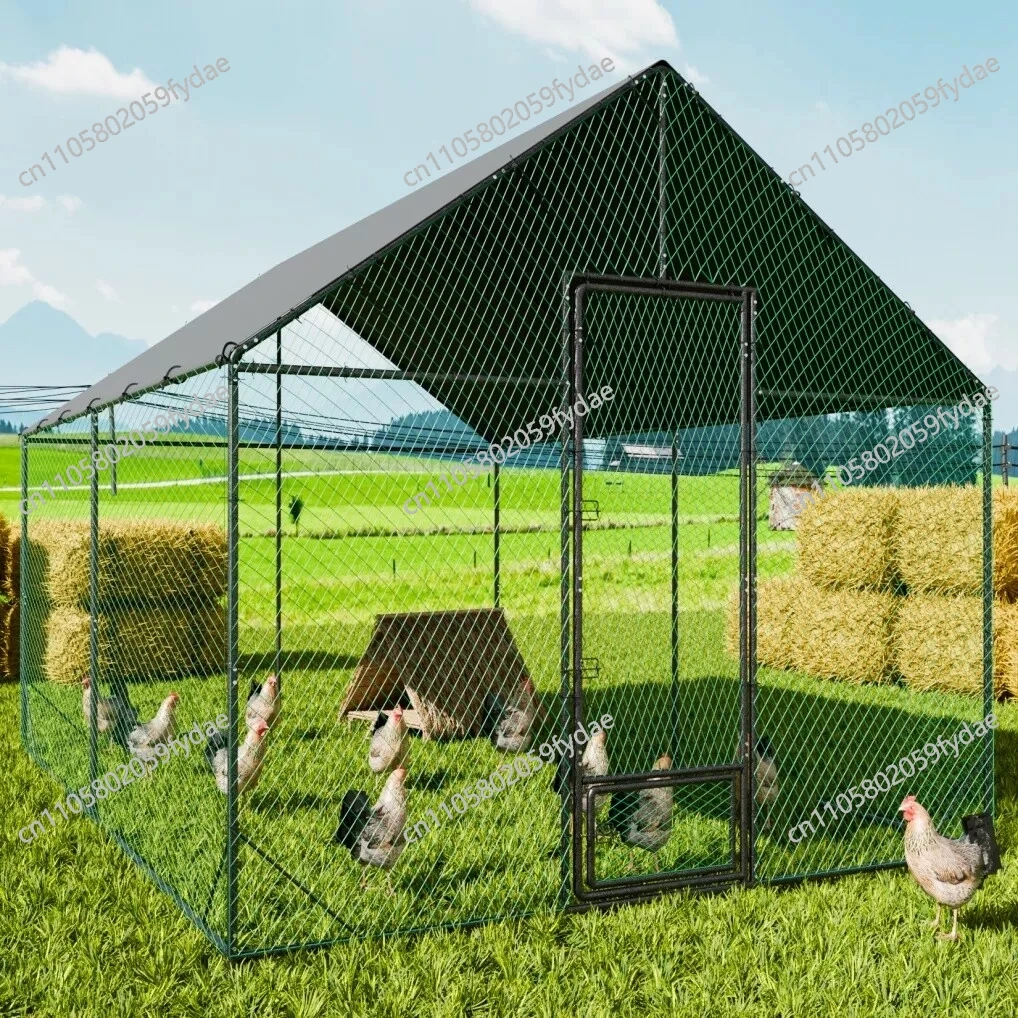 

Большой металлический курятник Bingopaw с оцинкованным покрытием, вольер для кур и домашней птицы
