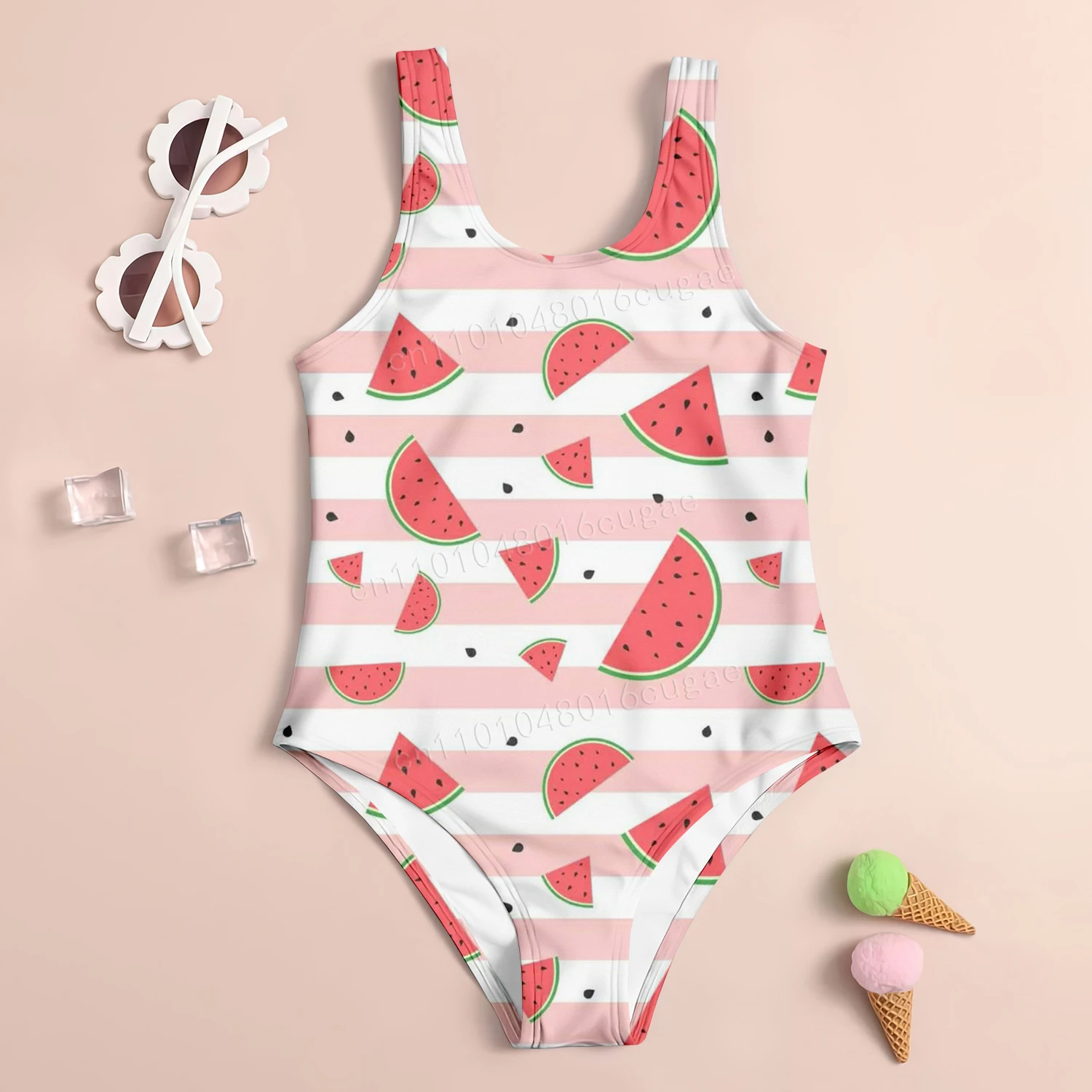 سلسلة الفاكهة الملونة نمط ملابس السباحة الفتيات لطيف مريح قطعة واحدة ملابس السباحة الصيف الشاطئ الكرتون طباعة نمط ملابس السباحة #5