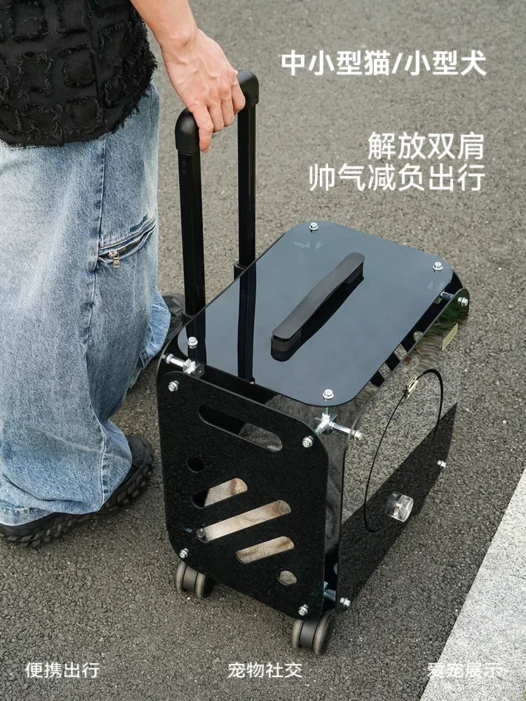 Cat bag out portable cat bag pet fully transparent trolley case car riding artifact dog large-capacity suitcase