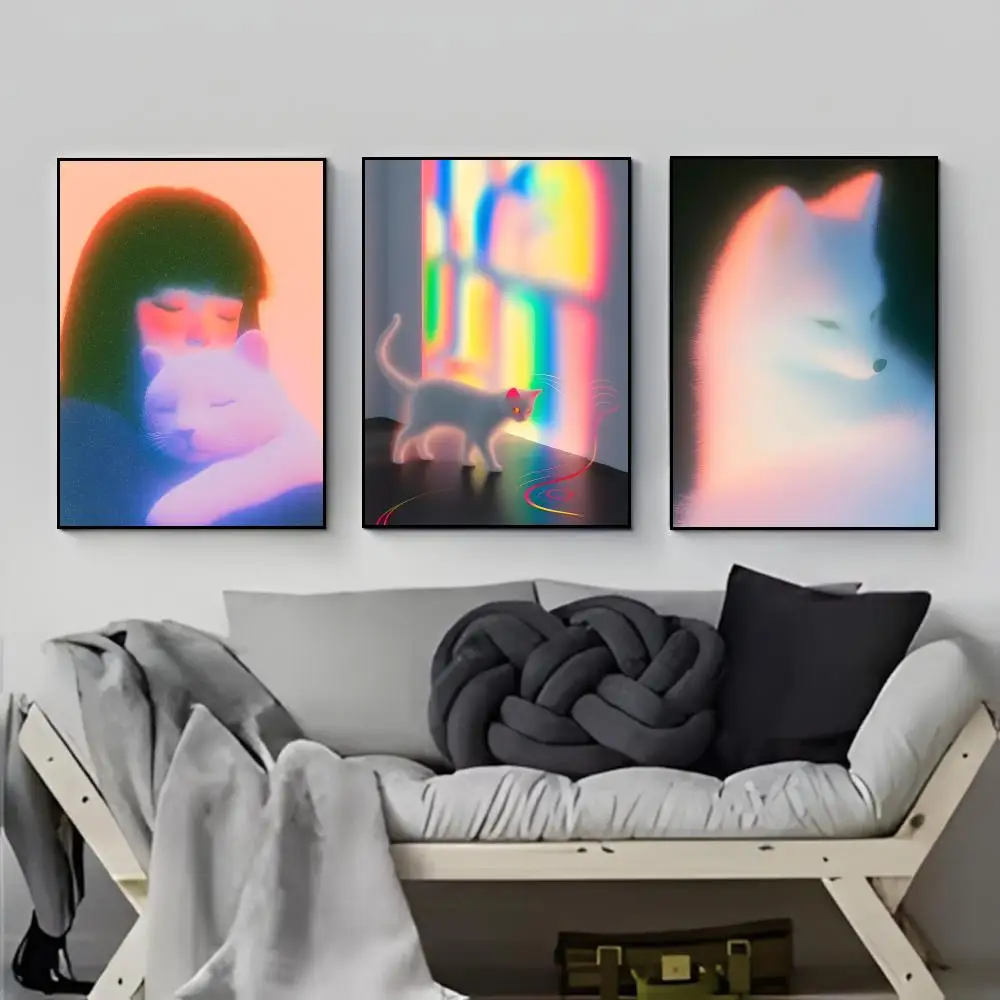 Vibrant Neon N-Neon Cat Style Art Poster Elegant Indoor Artwork Design & Contemporary Home Decor