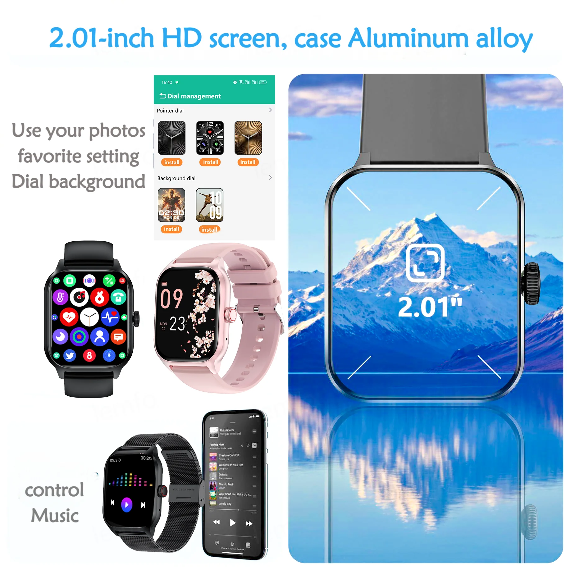 Smart Watch For Women Men Bluetooth Call fitness tracker sleep monitoring diy watch face Smartwatch Compatible with Android&IOS