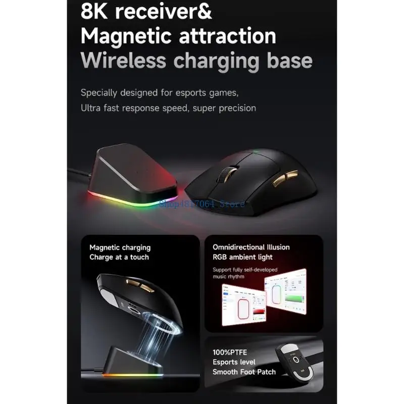 T3LB Game Mouse Opt Switches PAW3950 Sensoring For 70 Million Clicks Lightweight 8K Polling Rate Wireless Mode