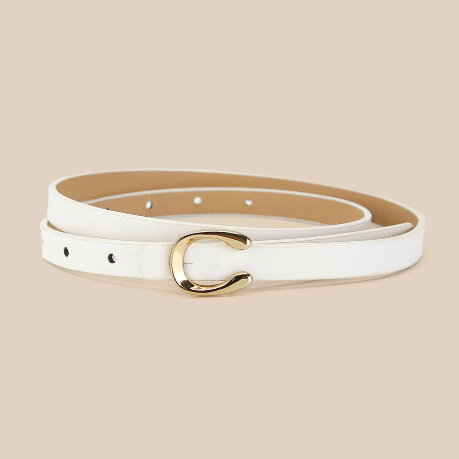 5pcs Belt Women Fashion PU Leather Thin Belts with Alloy Buckles in Solid Color Simple Pin Buckle Thin Belt For Jeans Dresses​