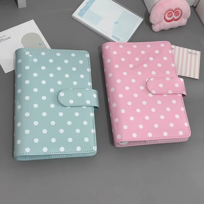 Vintage Polka Dot A6 Photo Album PU Leather 3 Inch Card Binder Ins Style Pastel Color Notebook for Girls Students Wholesales New