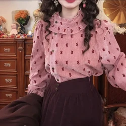 Retro Chic Slanted Placket Gentle Bow Shirt Women's All-match Top