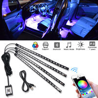 Neon 36 48 72 LED Interior Ambient Strip Lights APP/Remote Control RGB Underglow Foot Atmosphere Decorative Strip Lamps 12V