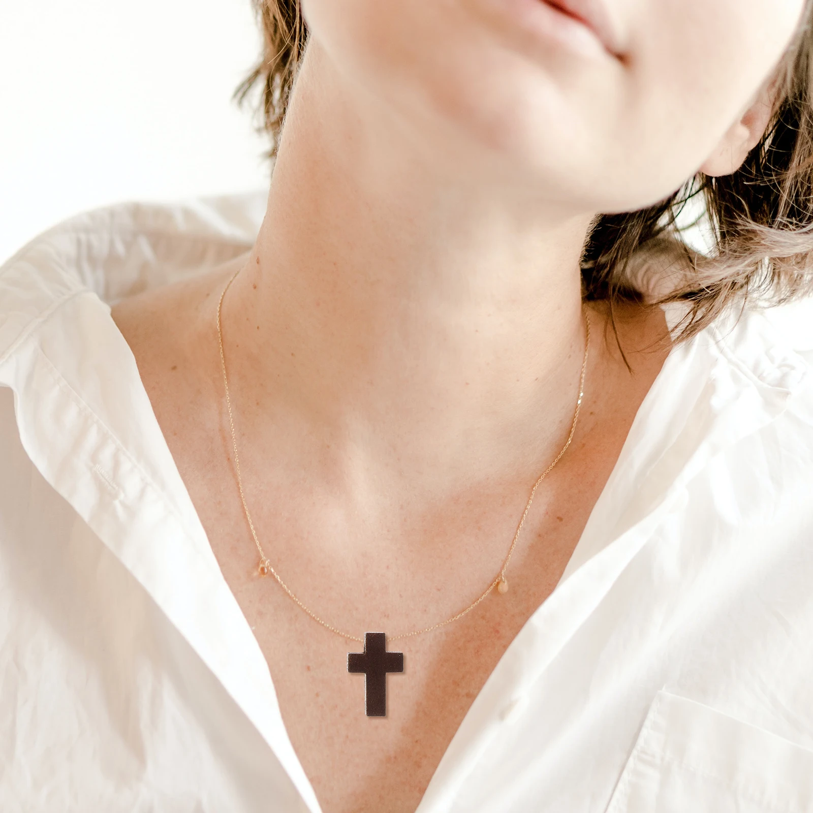 60 ciondoli pendenti in legno piccola decorazione ciondoli croce in legno forniture artigianali fai da te creazione di gioielli in legno naturale marrone nero