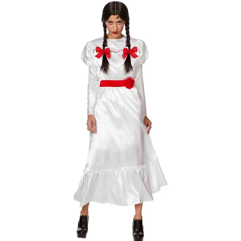 Mexican Day of the Dead Horror Movie Doll Annabelle Bloody Ghost Bride Costume Halloween Zombie Voodoo Clown Cosplay Dress