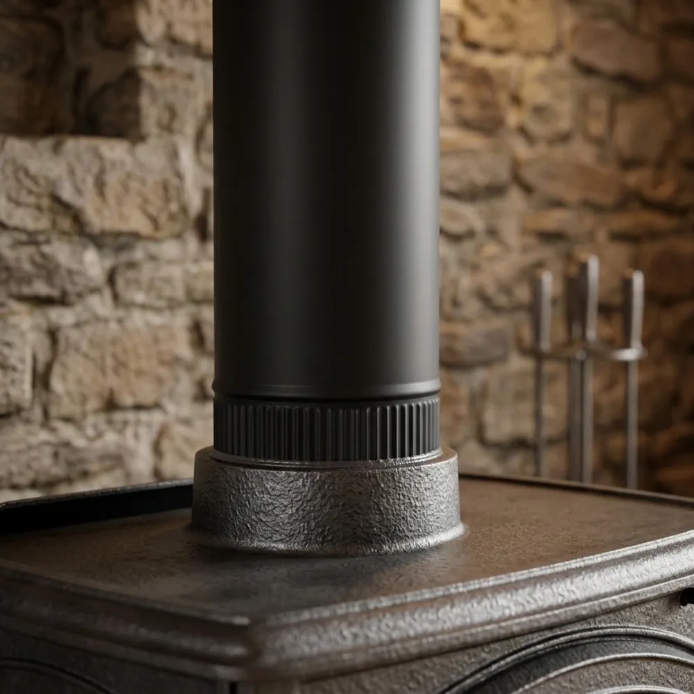 Black Stainless Steel Flue Pipe 50cm for Fireplaces For Wood Burning 0.6mm Thick Tapered Flared for Stable Smoke Ventilation