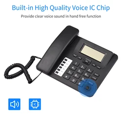 Black Corded Phone Desk Landline Phone Telephone DTMF/FSK Dual System Support Hands-Free/Redial/Flash/Speed Dial/Ring Volume