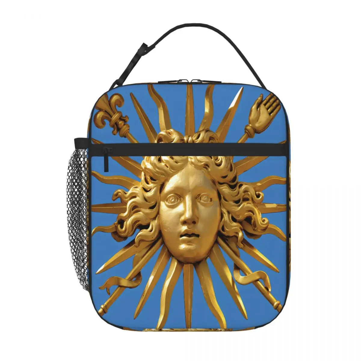 Bestselling Symbol Of Louis XIV The Sun King - Blue Background Waterproof Surface Travel Lunch Bag Weekend Getaway Food Tote Bag